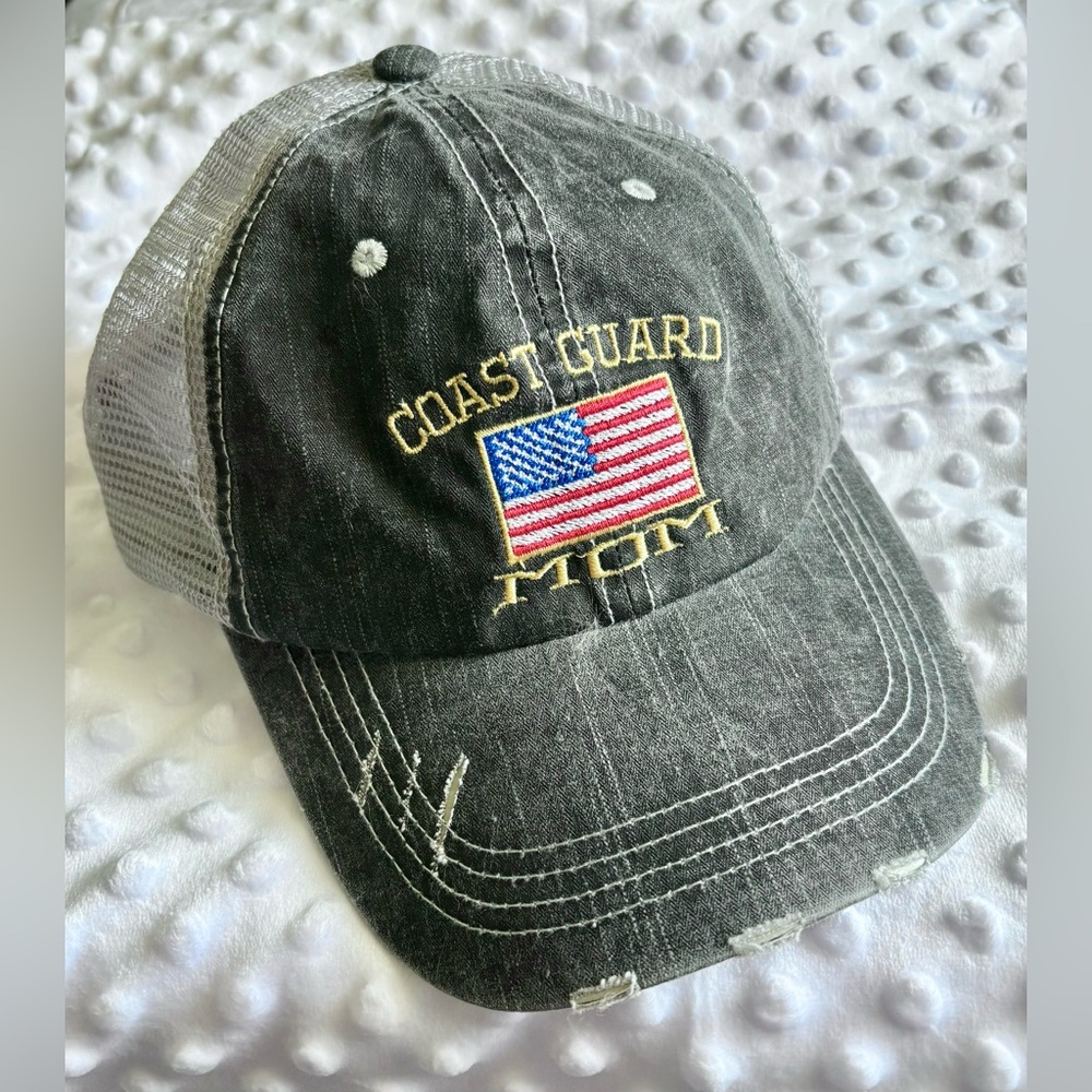 Coast Guard Mom Distressed Gray Hat - Baseball Cap